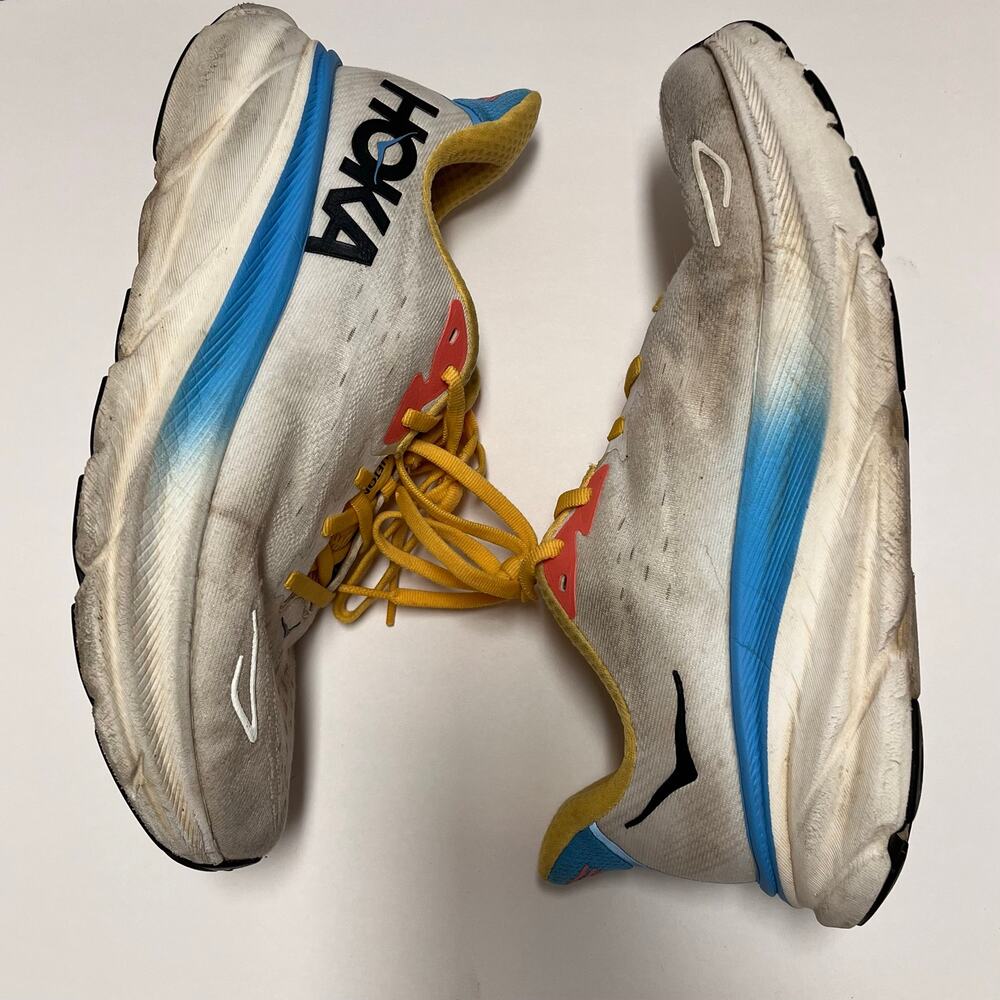 HOKA Clifton 9 Womens 8.5 B Running Shoes White Blue Cushion Trainer 1127896 - Picture 3 of 11